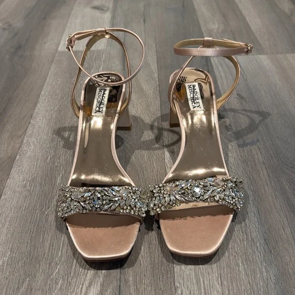 Badgley Mischka Marsha Satin Rhinestone Heel - Picture 2 of 10